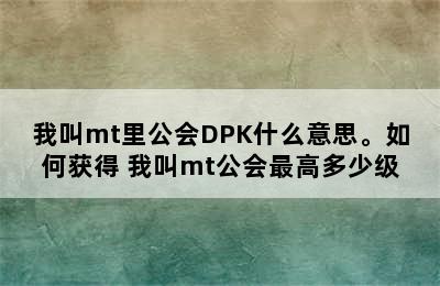 我叫mt里公会DPK什么意思。如何获得 我叫mt公会最高多少级